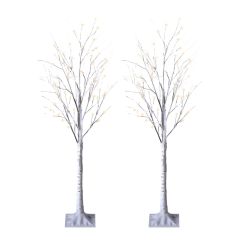 Set of 2 Lighted Birch Trees – 4’ – Warm White