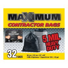 Garbage Bag - Contractor - 5 mil - Black - 33" x 48" - 32/Pkg