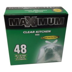 Clear Kitchen Bags, 21 L, 20 x 22-in, 48/Pkg