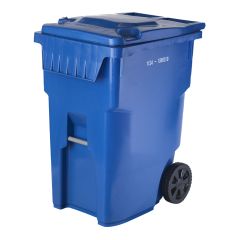 Wheeled Blue Bin with American Grip, 10-in Wheels, 360 L