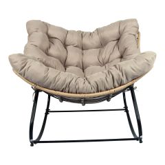 Cosmos Rocking Chair - Steel and Rattan - Black and Cream