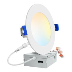 Luminaire encastré DEL ultra-mince, 4", 9 W, 5CCT, blanc