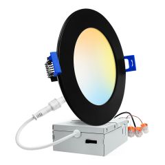 Luminaire encastré DEL ultra-mince, 4", 9W, 5CCT, noir