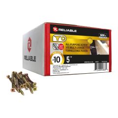 #10 x 5" Screws - Square Drive - Yellow Zinc - 600/Pkg