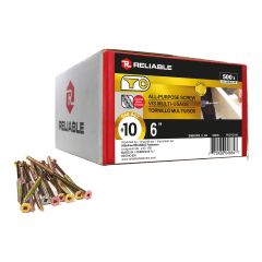 #10 x 6" Screws - Square Drive - Yellow Zinc - 500/Pkg