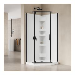 Ensemble douche Calliope, 3 mcx  néo-angle, 36" x 36", noir mat