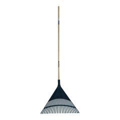 Leaf Rake - 24 Tines, 65" Wood Handle - Matte Navy Finish