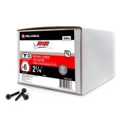 Drywall Screws - Fine Thread - Type S - #6 x 2 1/4" - Black - 500/Pkg