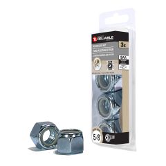 Écrou de blocage hexagonal, 5/8", insert nylon, 3/pqt