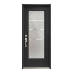 Porte extérieure en acier, droite, 82 1/2" x 35 3/8", noir