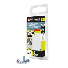 Machine Screws - M3 x 8 mm - Type B - Zinc Plated - 10/Pkg