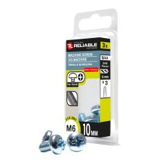 Machine Screws - M6 x 10 mm - Type B - Zinc Plated - 3/Pkg