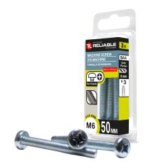 Machine Screws - M6 x 50 mm - Type B - Zinc Plated - 3/Pkg