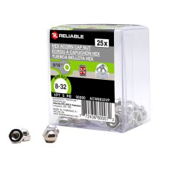 Écrous borgnes, 8-32 x 5/16", fini nickelé, 25/pqt