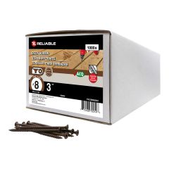 Treated Wood Screws - #8 x 3" - Coarse Thread - ACQ Brown - 1000/Pkg