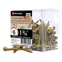 Treated Wood Screws - #6 x 1-3/4" - Coarse Thread - 100/Pkg