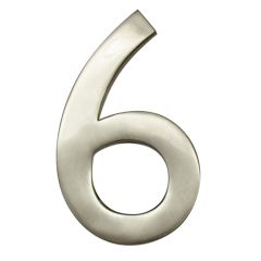 Chiffre moderne #6, nickel satiné, 4"