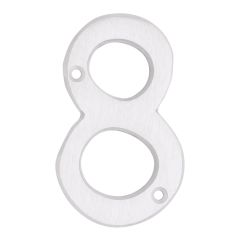 Numéro de maison de style moderne #8, blanc, 3/8" x 6"