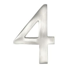 Numéro de maison de style moderne #4, nickel satiné, 1/4" x 3"