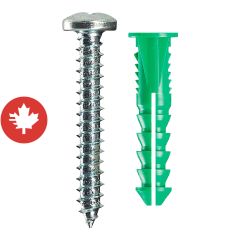 Chevilles en plastique, 125 lb, 5/pqt, #12-14 x 1 1/2"