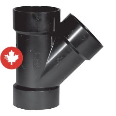Raccord Y à 45° en ABS DWV, 3" x 3" x 1 1/2", femelle, noir