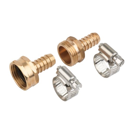 1/2" Brass Hose Repair Set with Stainless Steel Clamps