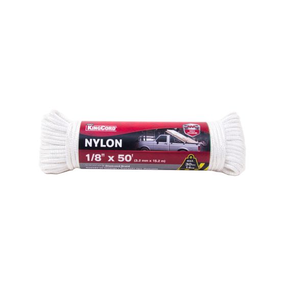 Corde de nylon tressée en losange, blanc, 1/8" x 50'