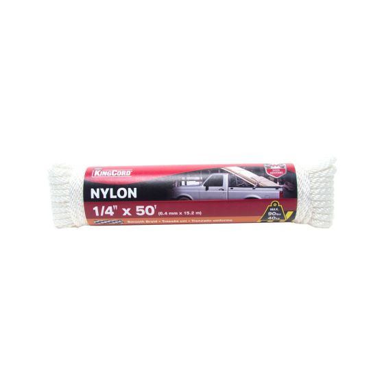 Corde de nylon tressée lisse, blanc, 1/4" x 50'