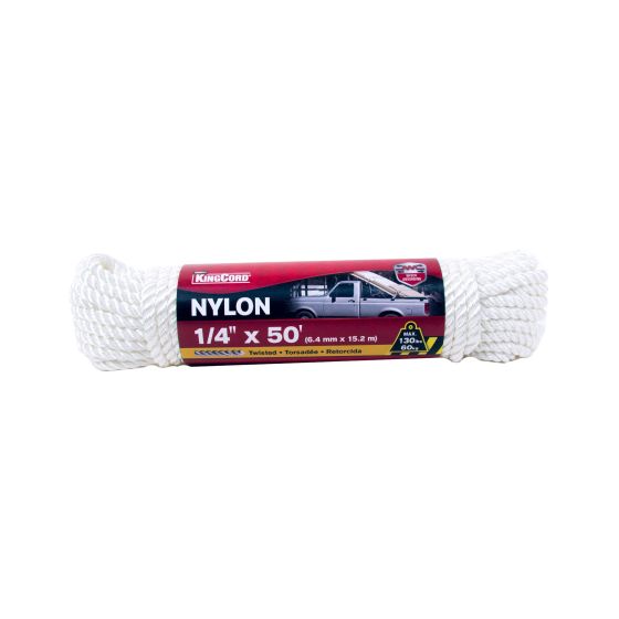 Corde de nylon­ torsadée, blanc, 1/4" x 50'