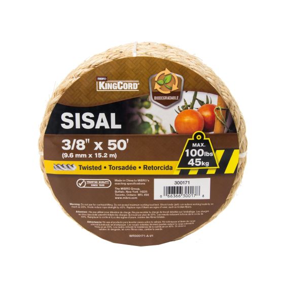 Corde en sisal torsadée, naturel, 3/8" x 50'