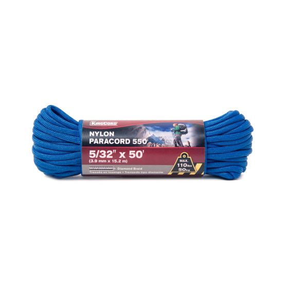 Corde Paracord 550 de nylon tressée en losange, bleu, 5/32" x 50'