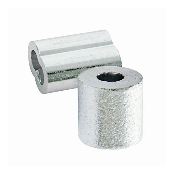 Manchon et butée pour câble, fini aluminium, 3/32"
