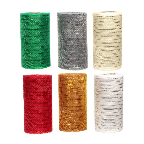 Glitter Mesh Ribbon - 15.24 cm x 9.14 m - 6 Assorted Models (Sold individually)