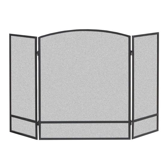 3-Panel Folding Fireplace Screen - York - 31" x 48" - Black