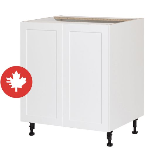 Caisson inférieur 2 portes, Shaker, blanc, 30" x 34 3/4" x 24"