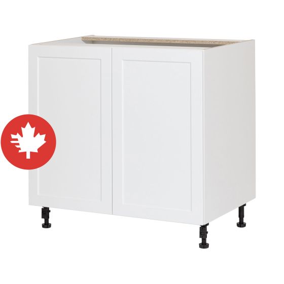 Caisson inférieur 2 portes, Shaker, blanc, 36" x 34 3/4" x 24"