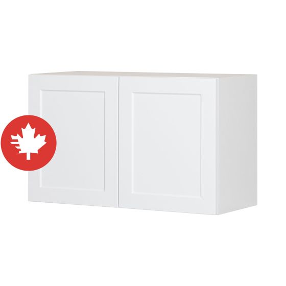 Caisson supérieur pour pôele 2 portes, Shaker, blanc, 30" x 18" x 12 1/2"