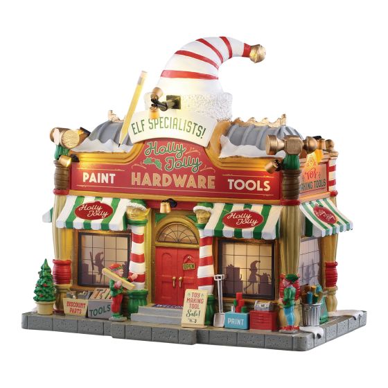 Holiday Village Building - Holly Jolly Hardware Light-Up