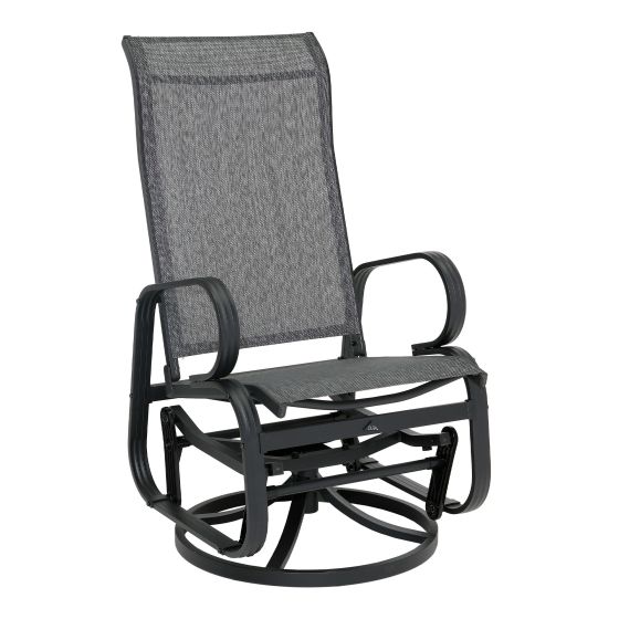 Riviera Swivel Glider Chair - Aluminum Frame - Grey