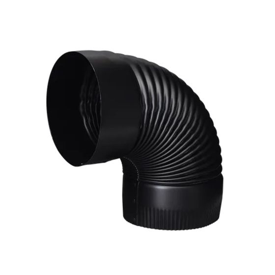 Crimped Elbow for Stove 90D - 24 Gauges - Black - 7"