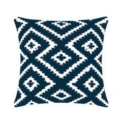 Coussin extérieur géométrique Bleu profond 17" x 17"
