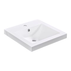 Square Synthetic Marble Drop-In Sink - 18" x 18" - White