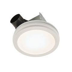 Roomside Series Bathroom Decorative Ventilation Fan - Round Flat Panel LED Light - 80 CFM - 0.8 Sone