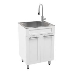 Utility Sink with Melamine Cabinet - White