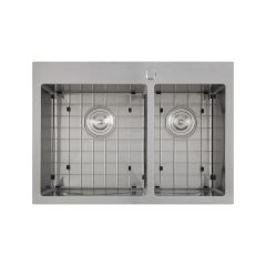 Double Kitchen Sink - Lixia - 60/40 Stainless Steel - 28" x 20" x 9"