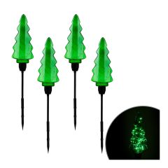 Piquet de sapins verts lumineux en plastique, 73 cm, 4/pqt