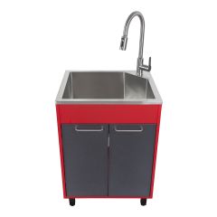 Utility Sink With Cabinet – Black-Red - 24"