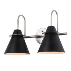 Applique murale de vanité, 2 lumières, Piana, noir-nickel, 18"
