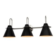 Applique murale de vanité, 3 lumières, Piana, noir-nickel, 28"