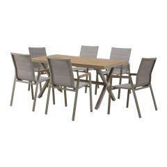 Ensemble à dîner Cassiopé, 7 pièces, chaises empilables